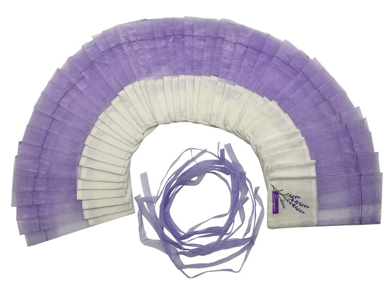 Sanrich 50PCS Lavender Sachet Bags Empty Purple Gauze Ribbons Cotton-Ramie Sacks (Light Purple) - Image 4